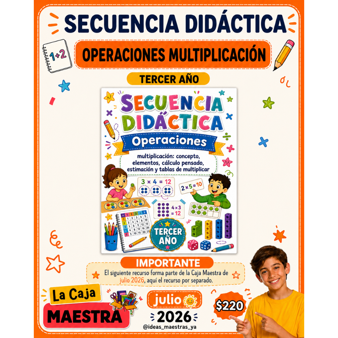 Secuencia Didáctica: Operaciones, multiplicación. Tercer grado. (Recurso que pertenece a Caja Maestra de Julio 2026)