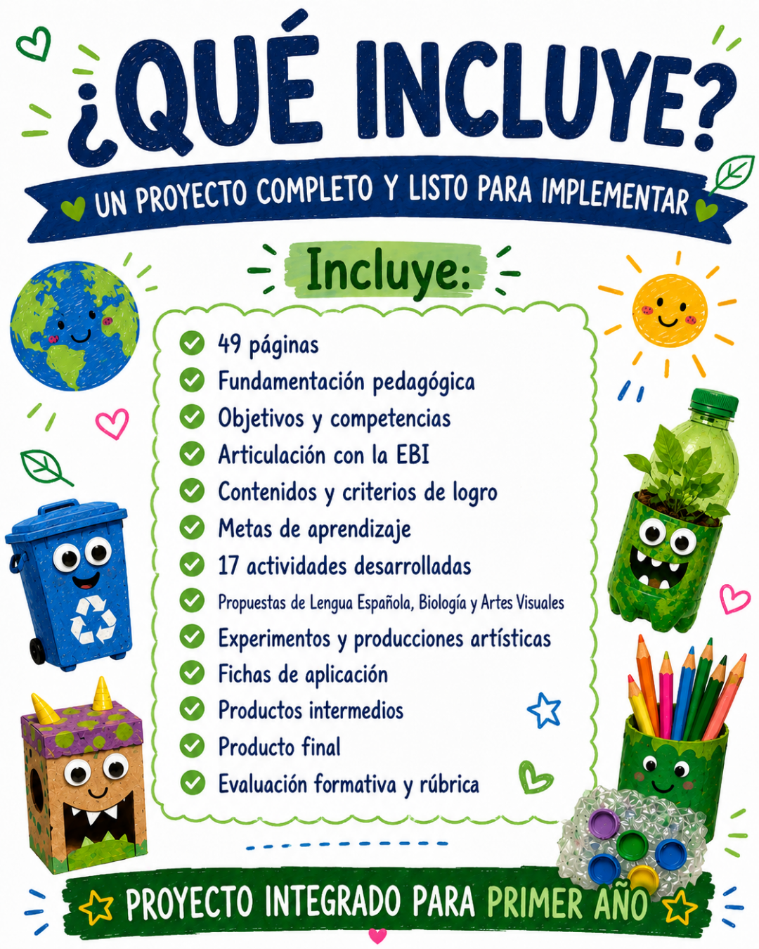 Proyecto educativo. Guardianes del plástico. Primer grado